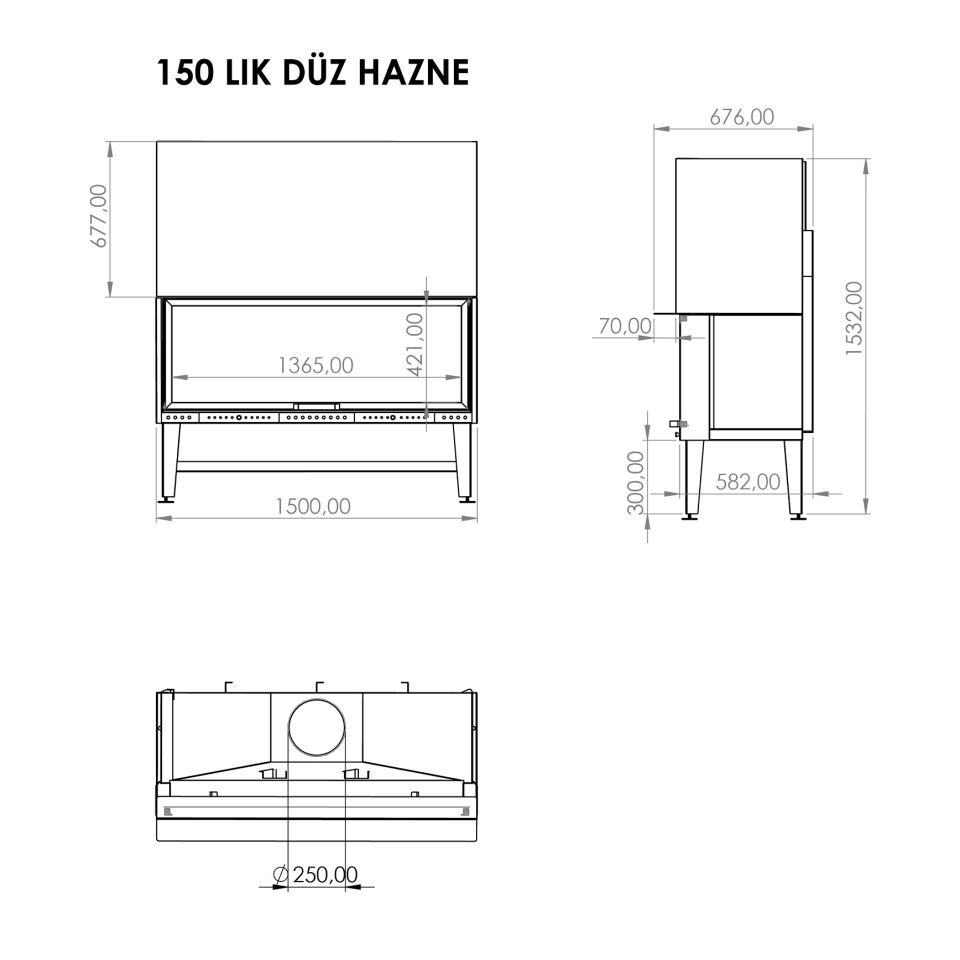 Serra Asansörlü Şömine Haznesi Düz 150 Lik