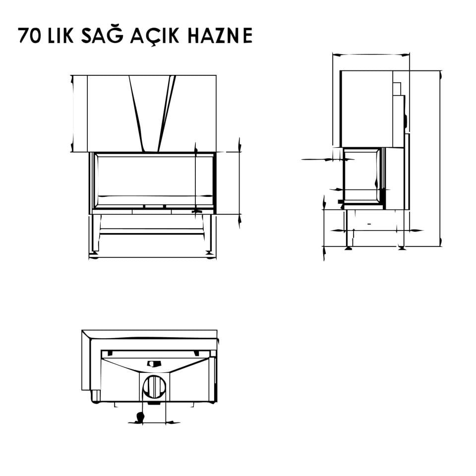 Serra Asansörlü Şömine Haznesi Sağ Açık 70 Lik