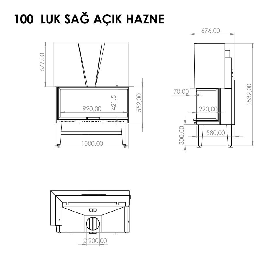 Serra Asansörlü Şömine Haznesi Sağ Açık 100 Lük