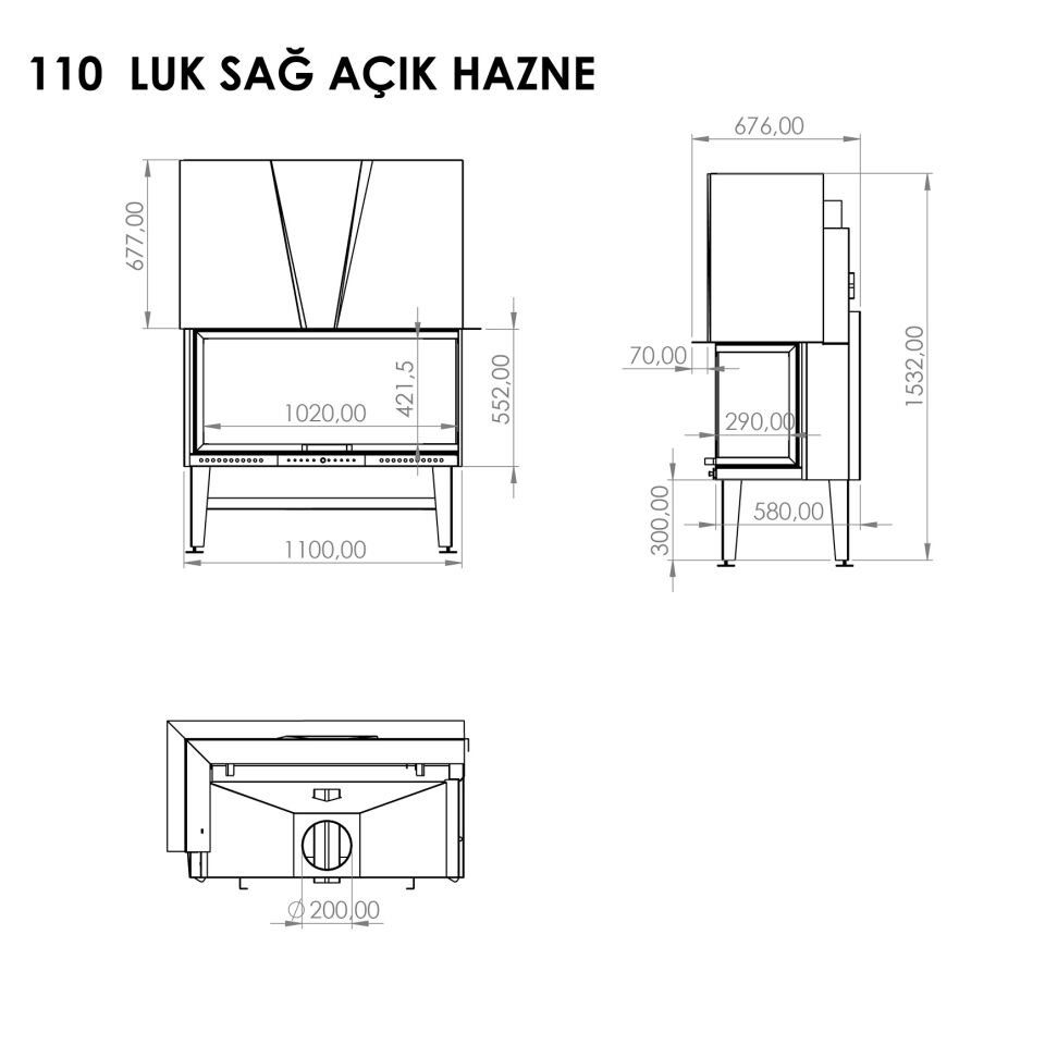 Serra Asansörlü Şömine Haznesi Sağ Açık 110 Luk