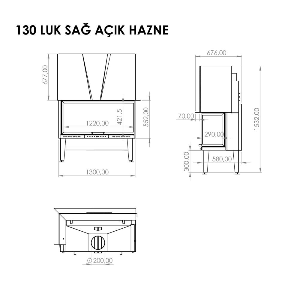 Serra Asansörlü Şömine Haznesi Sağ Açık 130 Luk