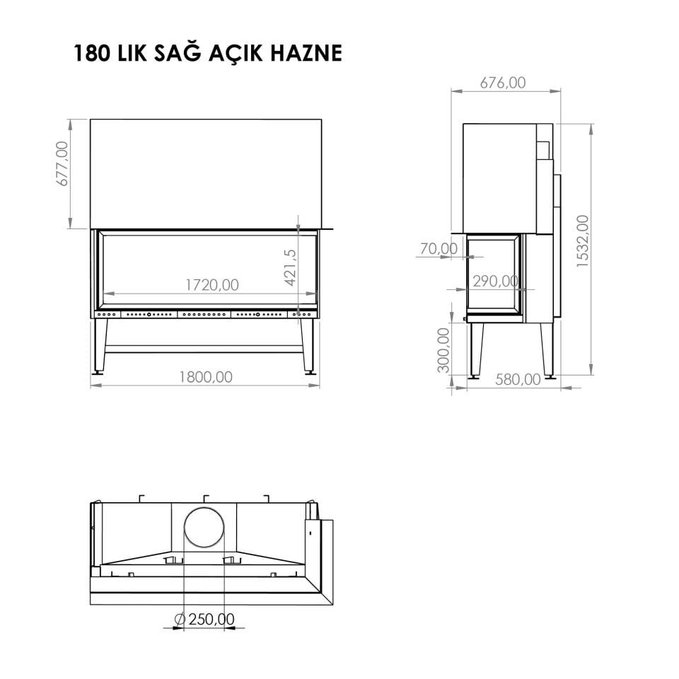 Serra Asansörlü Şömine Haznesi Sağ Açık 180 Lik
