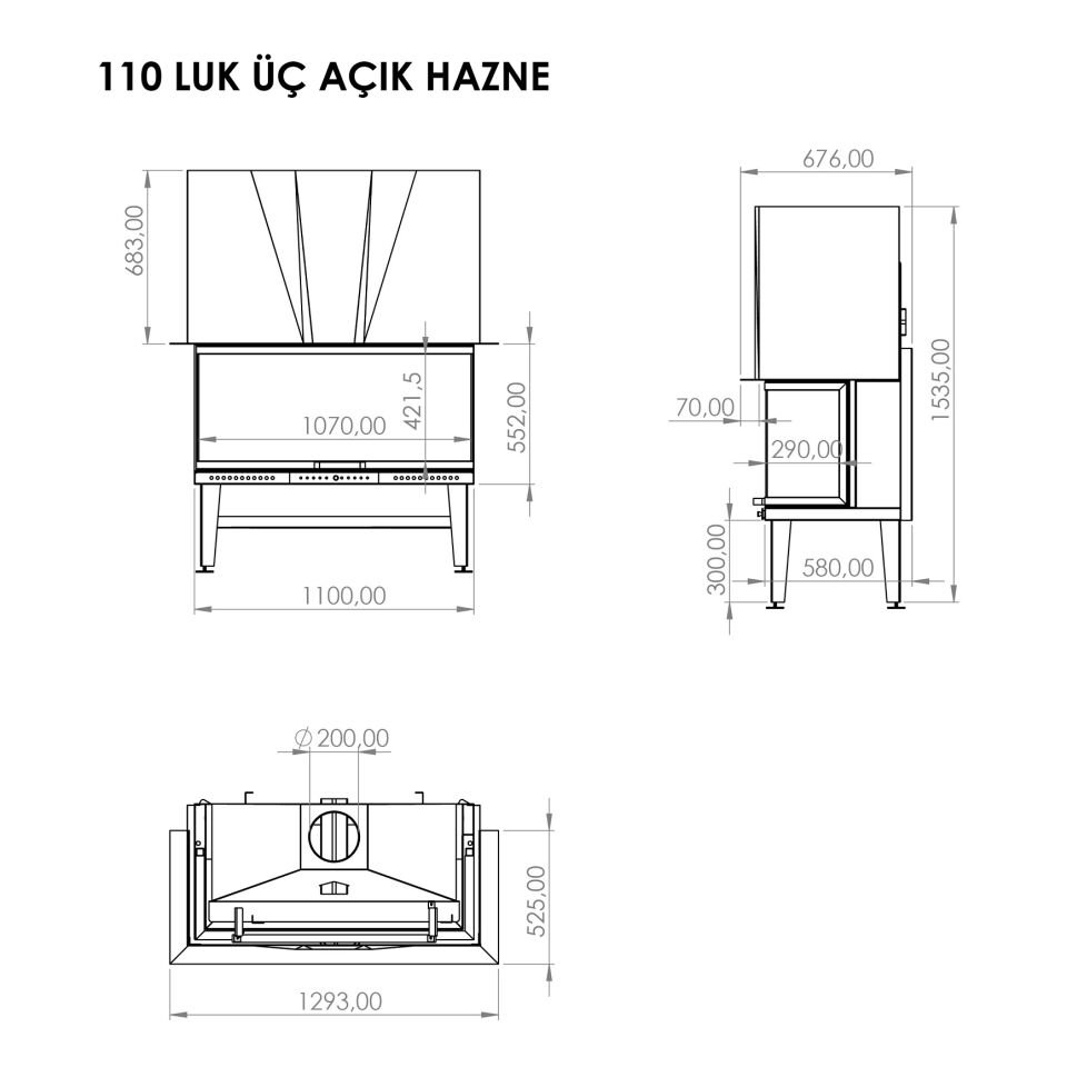 Serra Asansörlü Şömine Haznesi Üç Açık 110 Luk