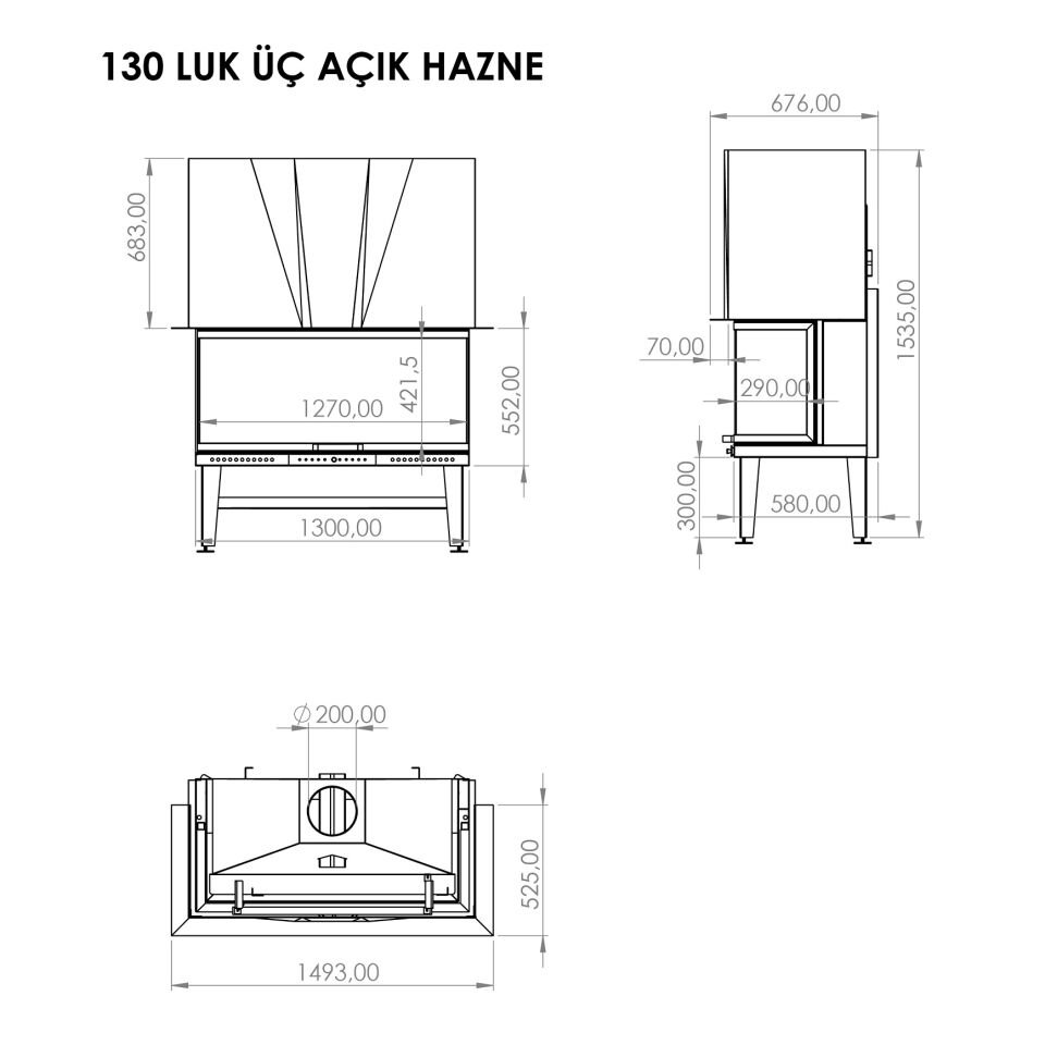 Serra Asansörlü Şömine Haznesi Üç Açık 130 Luk