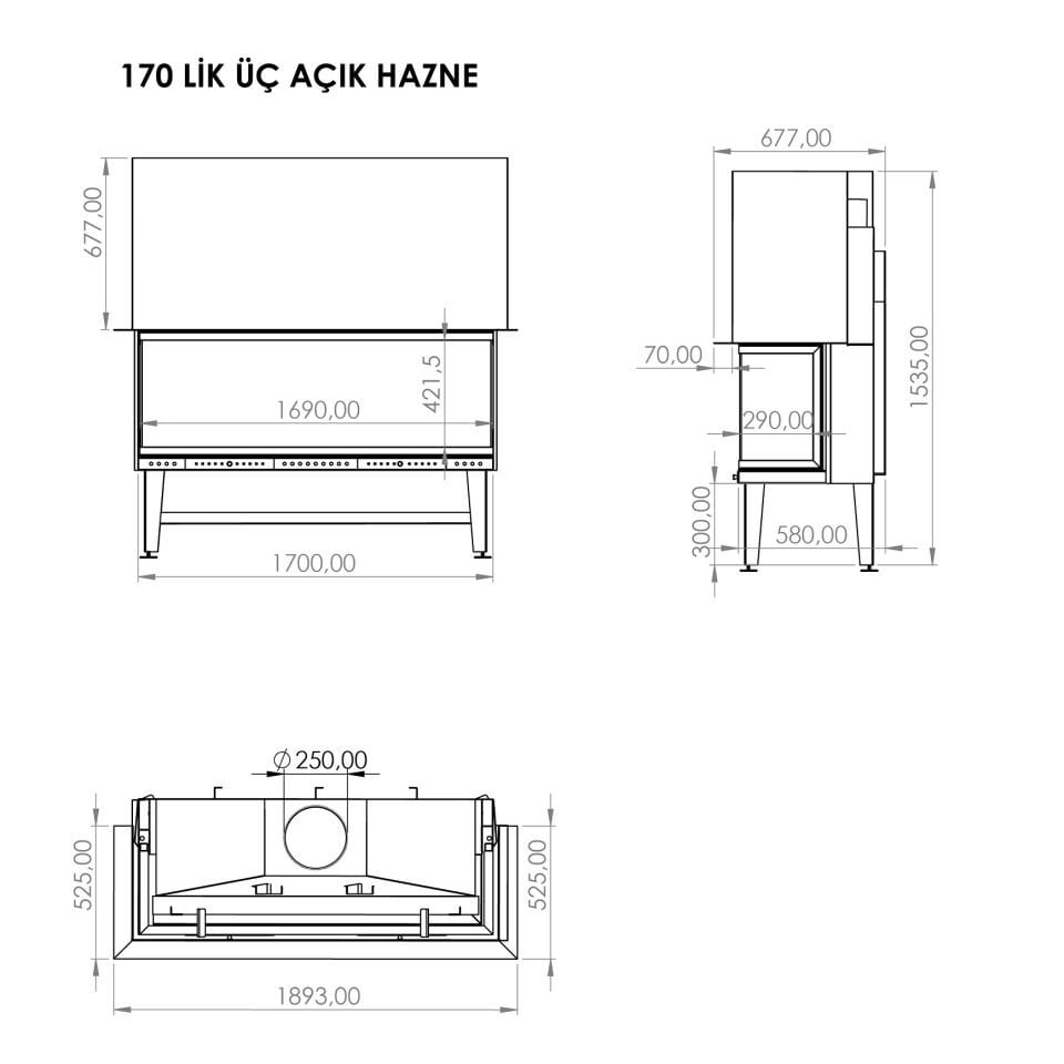 Serra Asansörlü Şömine Haznesi Üç Açık 170 Lik