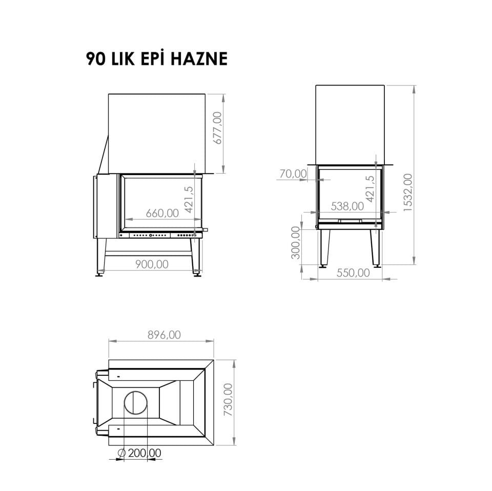 Serra Epi Asansörlü Çelik Şömine Haznesi 90 Lık